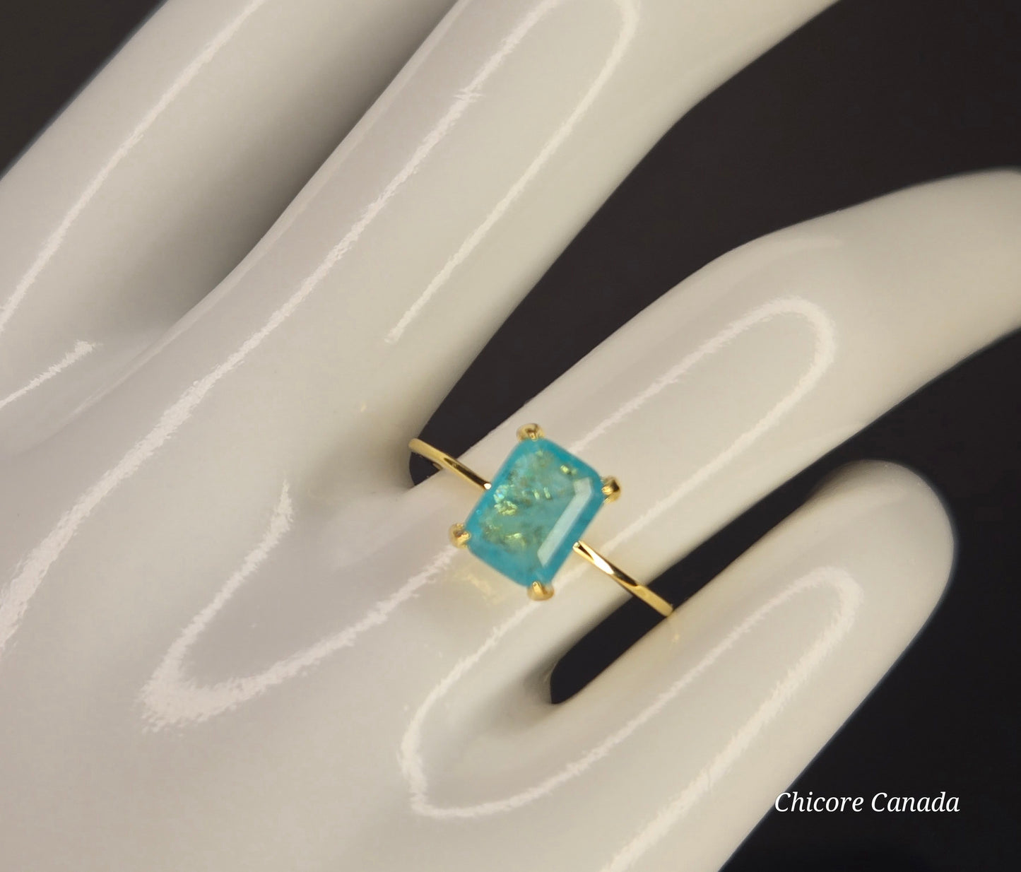 Delicate Sophisticated Statement of Elegance - 925 Sterling Silver Exquisite Paraiba Tourmaline Ring
