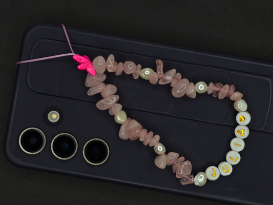 Blush & Balance – Handmade Rose Quartz Gemstone Phone Charm