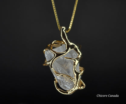 Raw Celestite Pendant with 925 Sterling Silver Adjustable Necklace