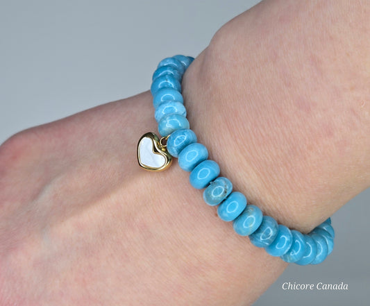 Serene Style –AAA Larimar Bracelet with Heart Charm
