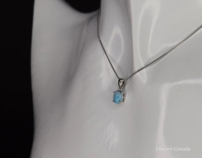 Ocean’s Whisper – Dainty Handmade Larimar Pendant on 925 Sterling Silver Adjustable Necklace