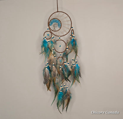 Boho Charm for Peaceful Nights - Handmade Dreamcatcher with Turquoise Stones
