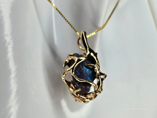 Handmade Raw Rainbow Pyrite Pendant – 925 Sterling Silver Necklace for Bold Elegance