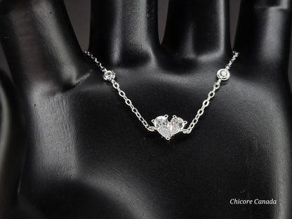 Sparkling Heart-Shaped Cubic Zirconia Adjustable Bracelet
