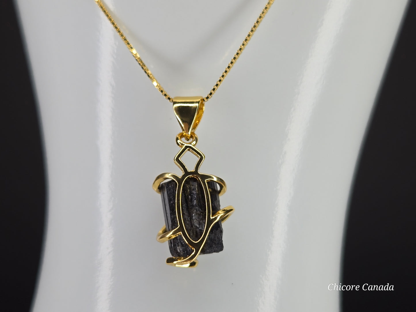 Elegant Protection – Handmade Black Tourmaline Pendant with 925 Sterling Silver Necklace