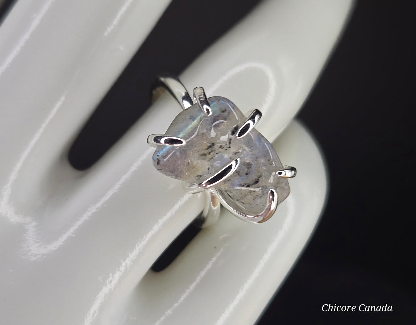 Adjustable Moonstone Ring – Silver Tone