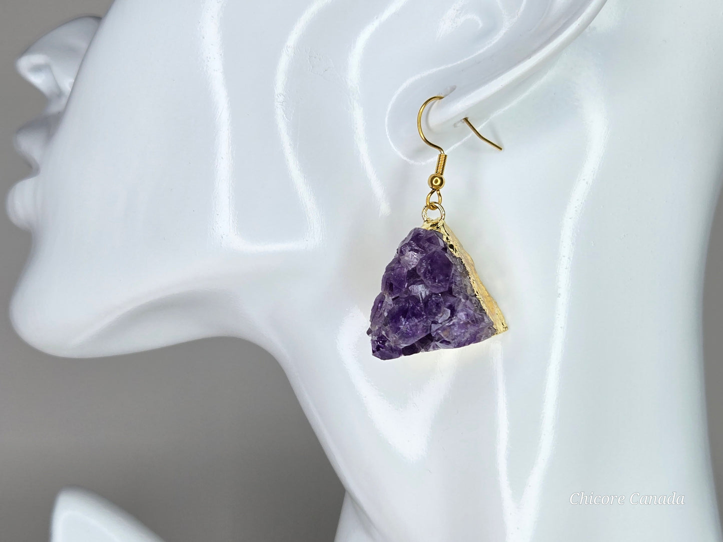 Crystal Calm: Raw Amethyst Cluster Statement Earrings