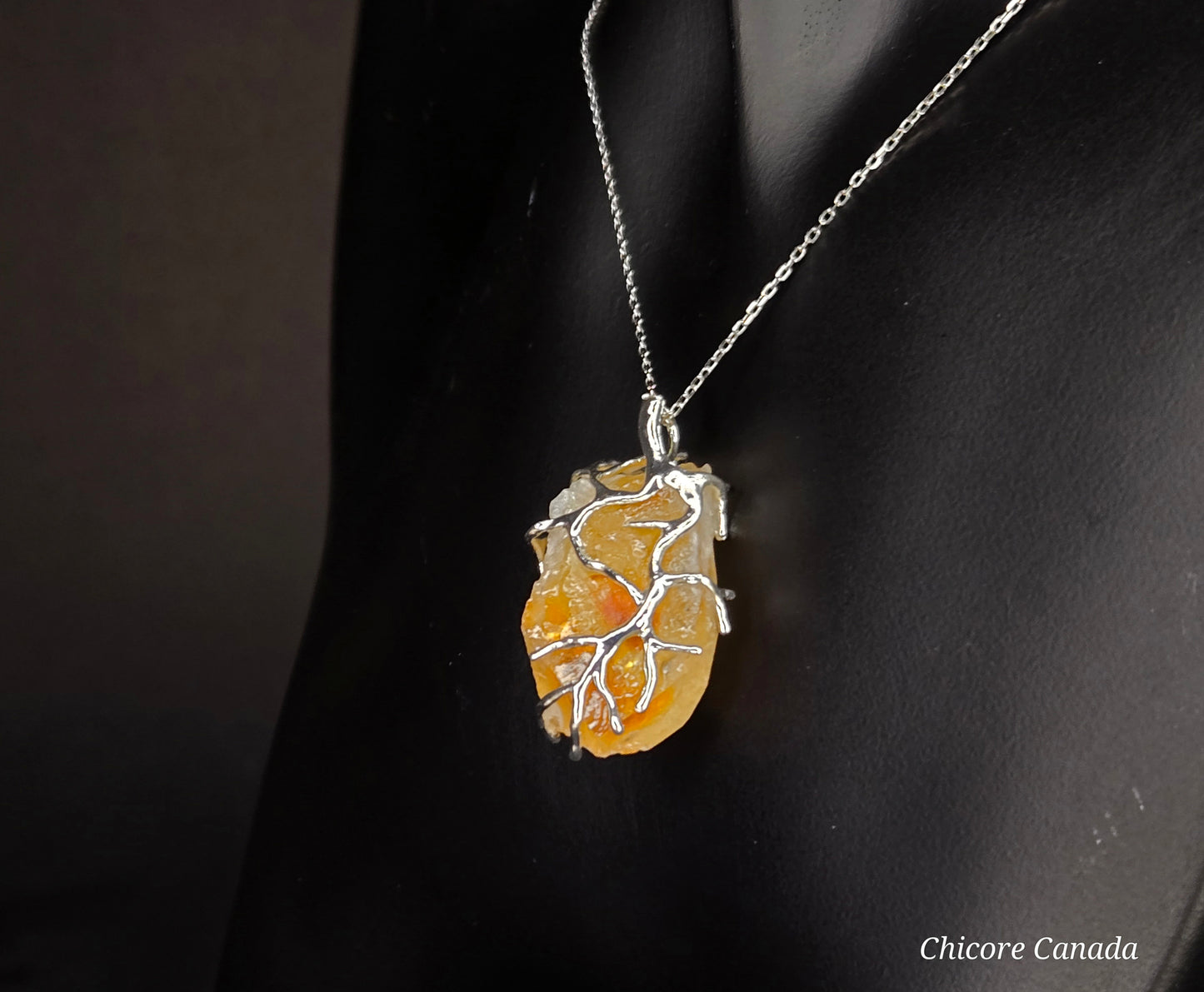 Exquisite Raw Brazilian Citrine Pendant Necklace in Refined Elegance