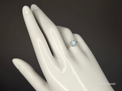 Elegant Sterling Silver Gemstone Jewelry - Handmade Natural Larimar Adjustable Ring