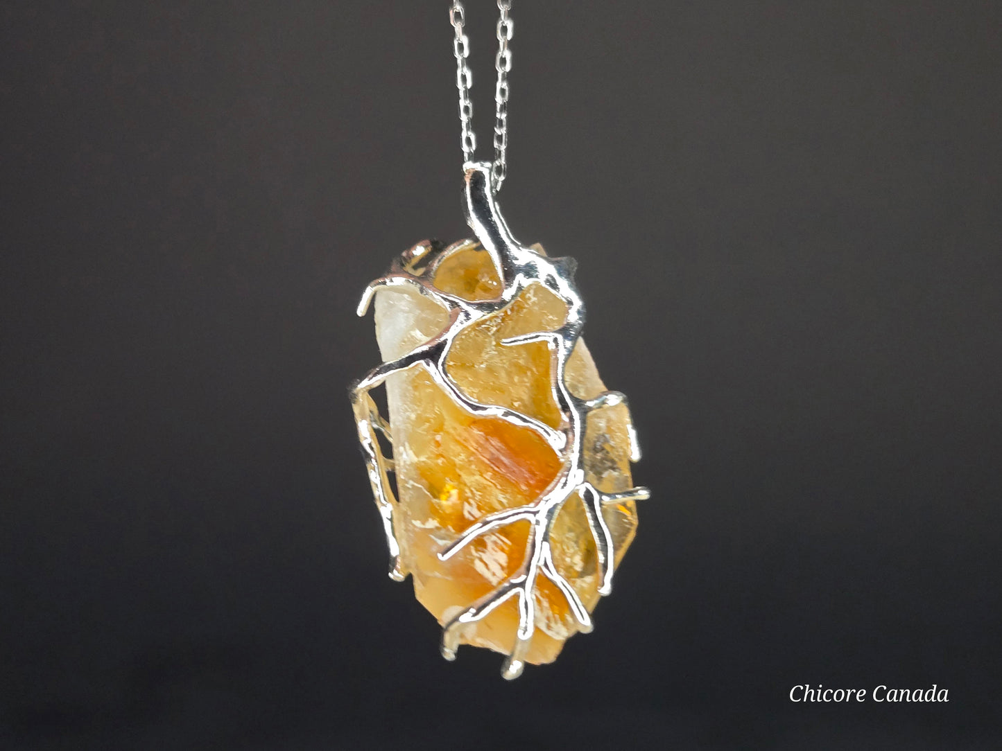 Exquisite Raw Brazilian Citrine Pendant Necklace in Refined Elegance