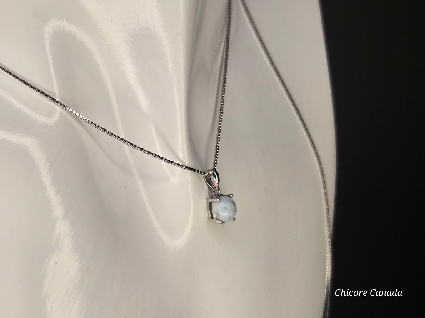 Elegant Caribbean Gemstone Jewelry - Handmade Natural Larimar Pendant with Adjustable 925 Sterling Silver Necklace