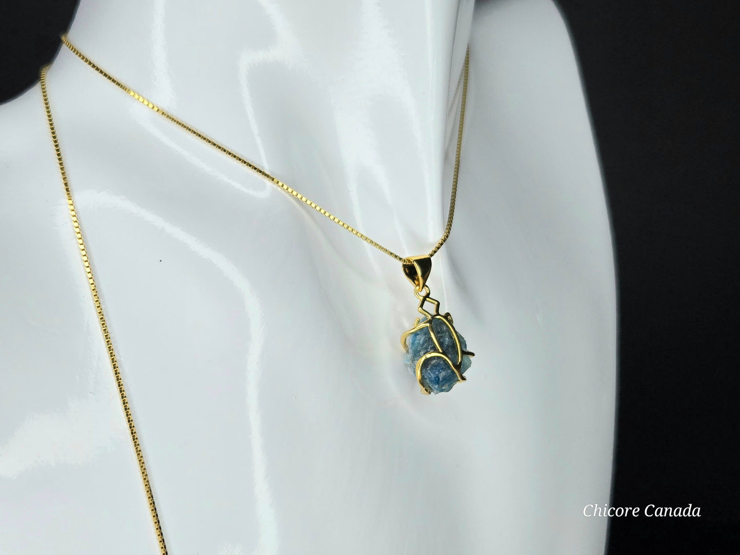 Chic Blue Apatite Pendant on an Adjustable Sterling Silver Chain Necklace