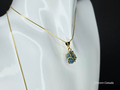 Chic Blue Apatite Pendant on an Adjustable Sterling Silver Chain Necklace