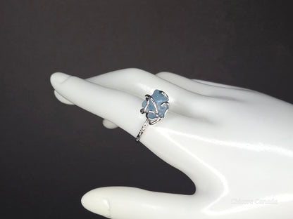 Timeless 925 Sterling Silver Adjustable Aquamarine Ring