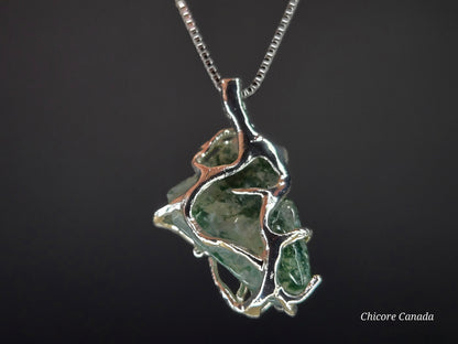 Mystical Handmade Moss Agate Pendant Necklace – Adjustable 925 Sterling Silver