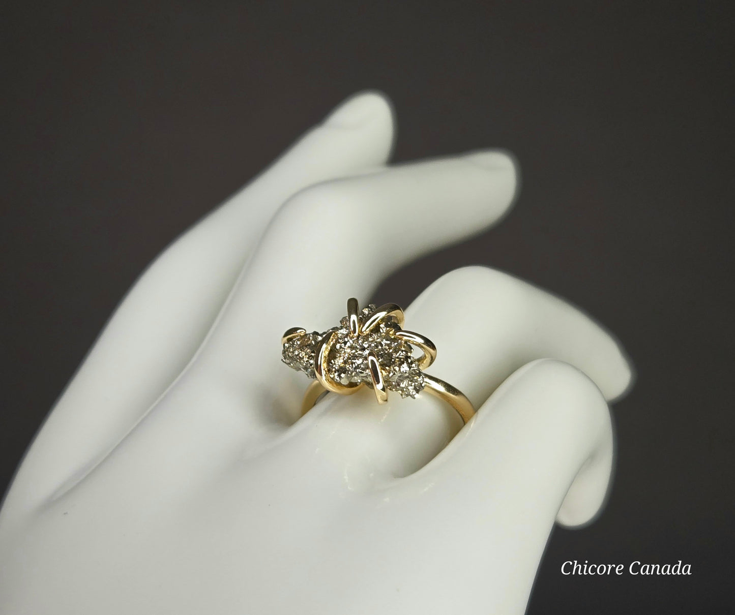 Handmade Raw Pyrite Ring – Bold, Elegant, and Naturally Radiant Statement Jewelry