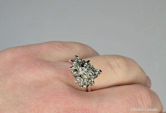 Adjustable Band & Sophisticated Shine - 
Raw Pyrite Power Ring