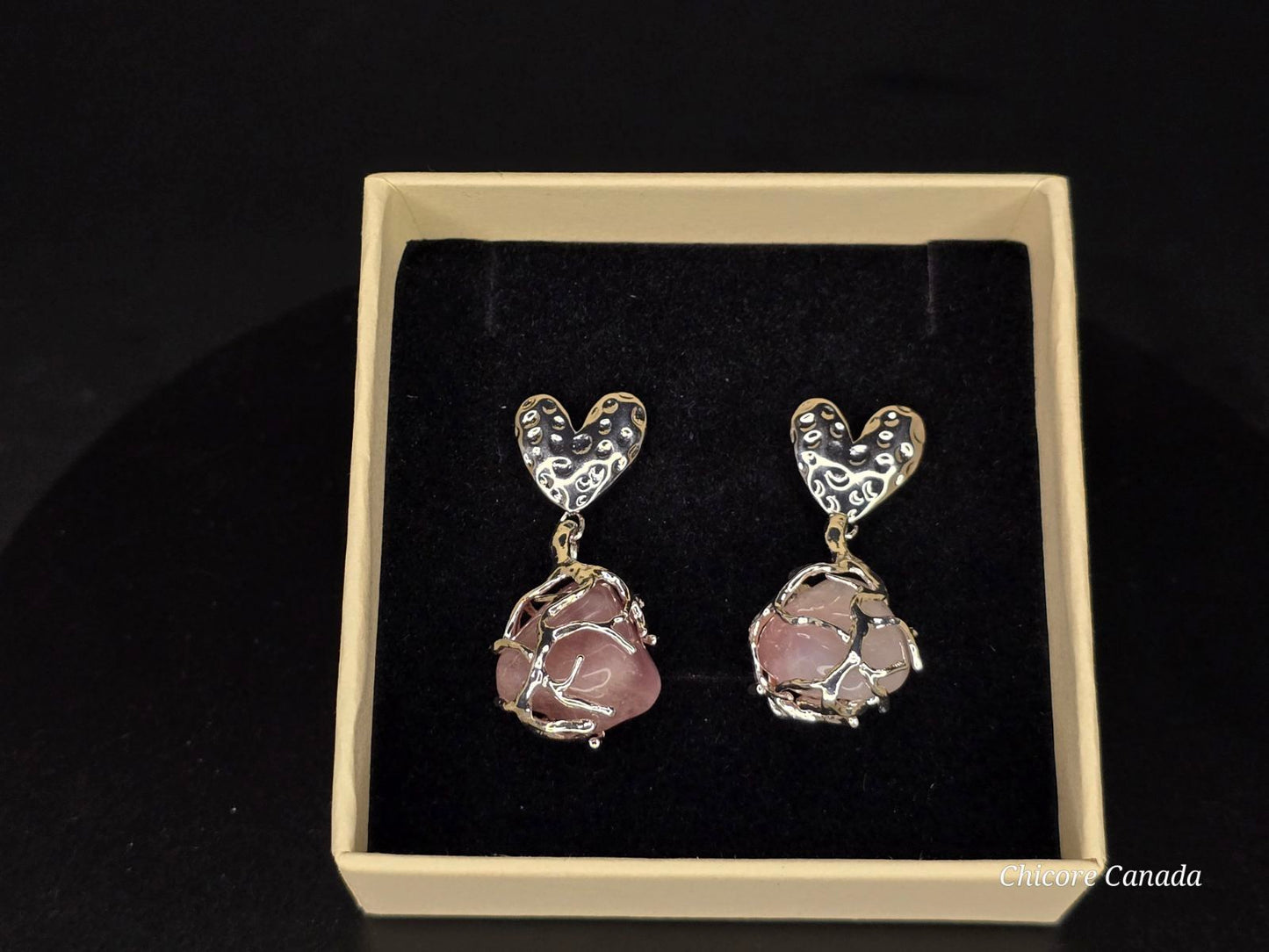 Boucles d'oreilles en quartz rose – Bijoux élégants et délicats