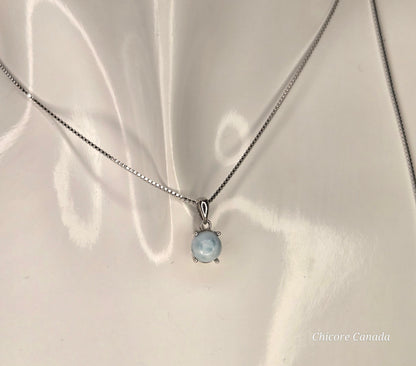 Elegant Caribbean Gemstone Jewelry - Handmade Natural Larimar Pendant with Adjustable 925 Sterling Silver Necklace