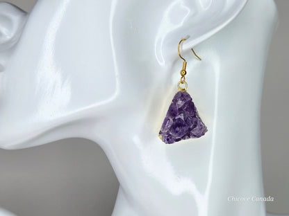 Crystal Calm: Raw Amethyst Cluster Statement Earrings