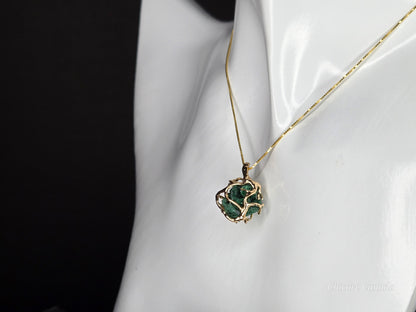 Breath of the Earth – Raw Malachite Pendant with Adjustable Silver Elegance