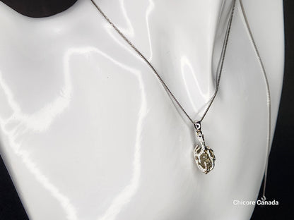 Collier pendentif en pyrite brute fait main avec chaîne réglable