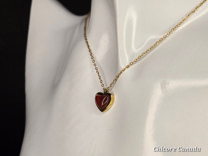Delicate Heart-Shaped Carnelian Pendant – Symbol of Passion & Positivity