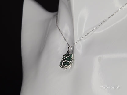 Forest Muse – Handmade Malachite Necklace with Sterling Silver Elegance