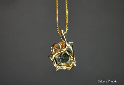 Celestial Gold – Handmade Pyrite Pendant with 925 Sterling Silver Adjustable Necklace