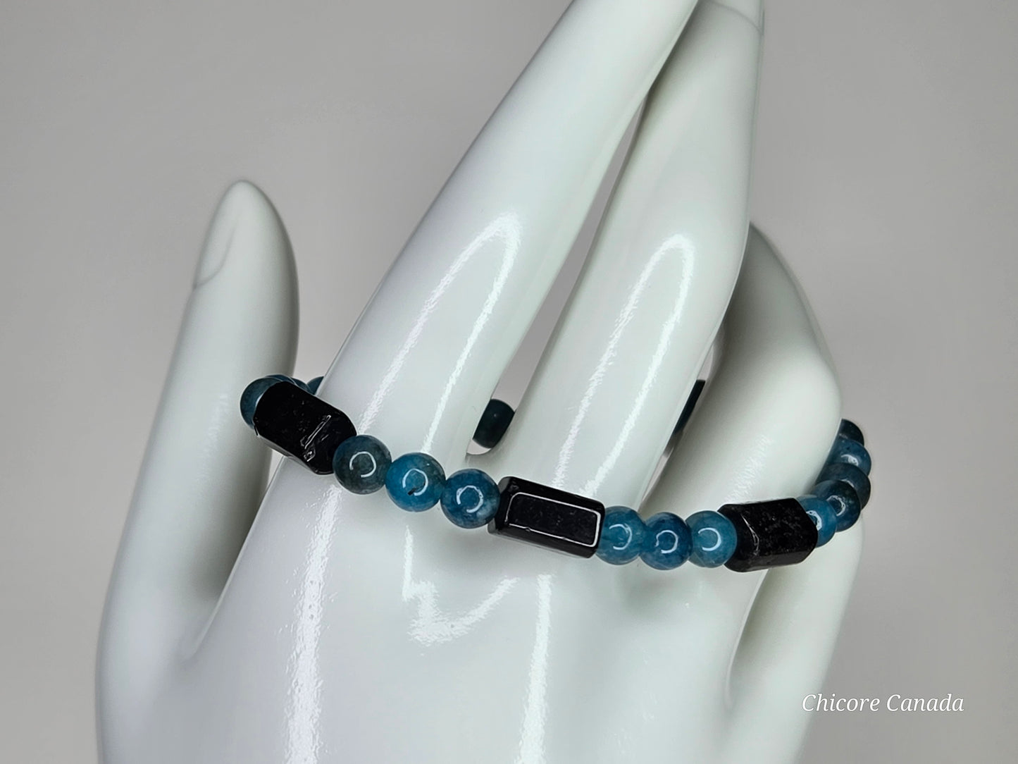 Awaken & Protect – Blue Apatite & Black Tourmaline Bracelet