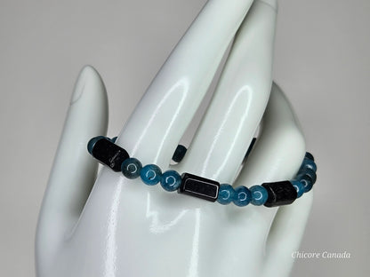 Awaken & Protect – Blue Apatite & Black Tourmaline Bracelet