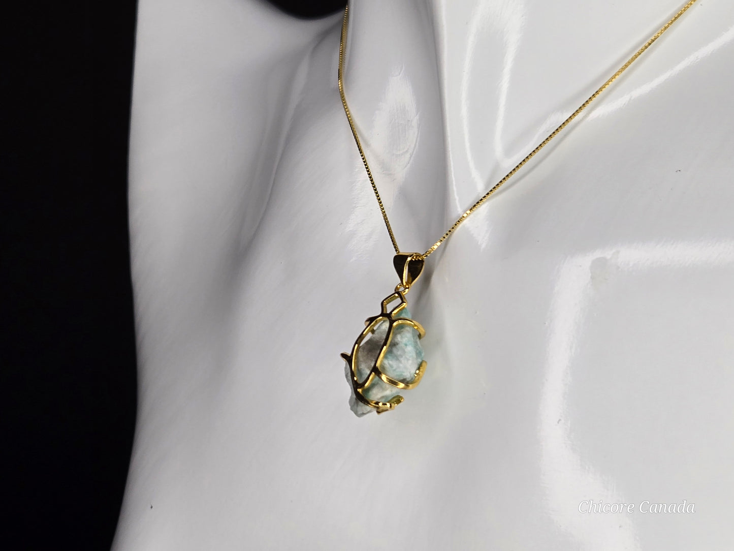Artisan Raw Amazonite Necklace – Crafted with 925 Sterling Silver Grace