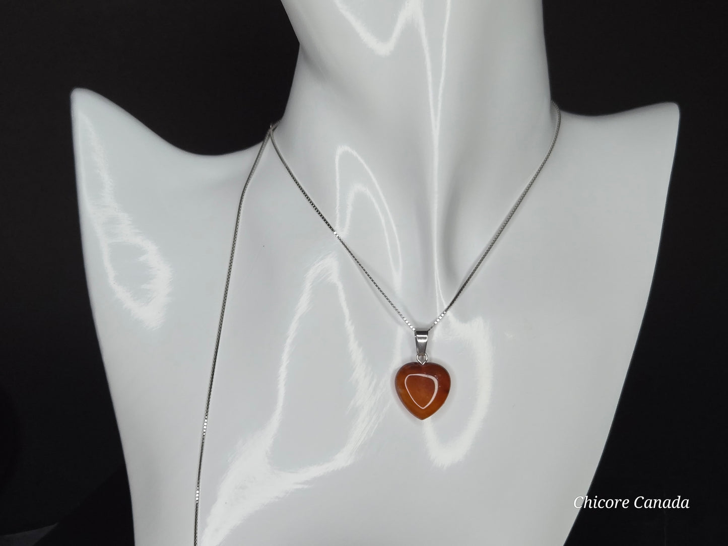 Eternal Glow: Handcrafted Heart-Shaped Carnelian Pendant with Adjustable Necklace