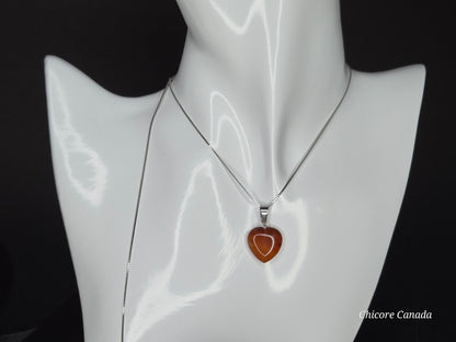 Eternal Glow: Handcrafted Heart-Shaped Carnelian Pendant with Adjustable Necklace