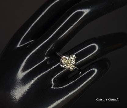 925 Sterling Silver Adjustable Raw Pyrite Ring