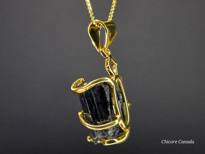 Elegant Protection – Handmade Black Tourmaline Pendant with 925 Sterling Silver Necklace