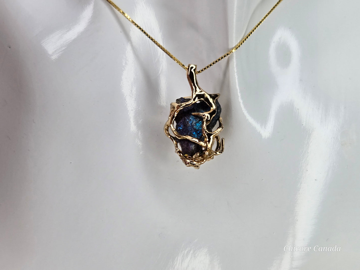 Handmade Raw Rainbow Pyrite Pendant – 925 Sterling Silver Necklace for Bold Elegance