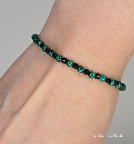 Malachite & Black Tourmaline Bracelet – Handcrafted Shield for the Soul