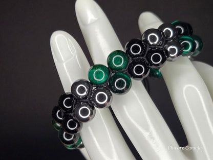 Malachite, Obsidian & Hematite Bracelet