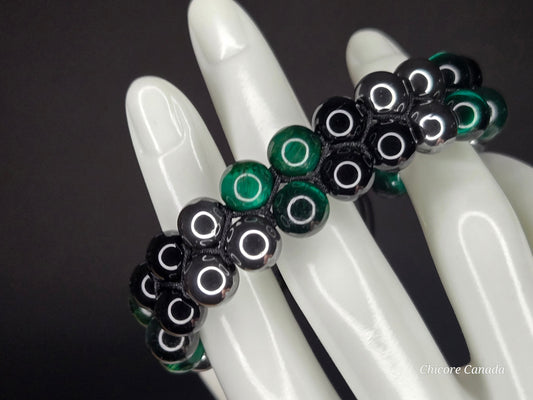 Malachite, Obsidian & Hematite Bracelet