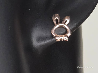 Boucles d'oreilles à tige irrégulières en argent sterling 925 de luxe en forme de lapin et de carotte délicats