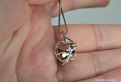 Collier pendentif en pyrite brute fait main avec chaîne réglable