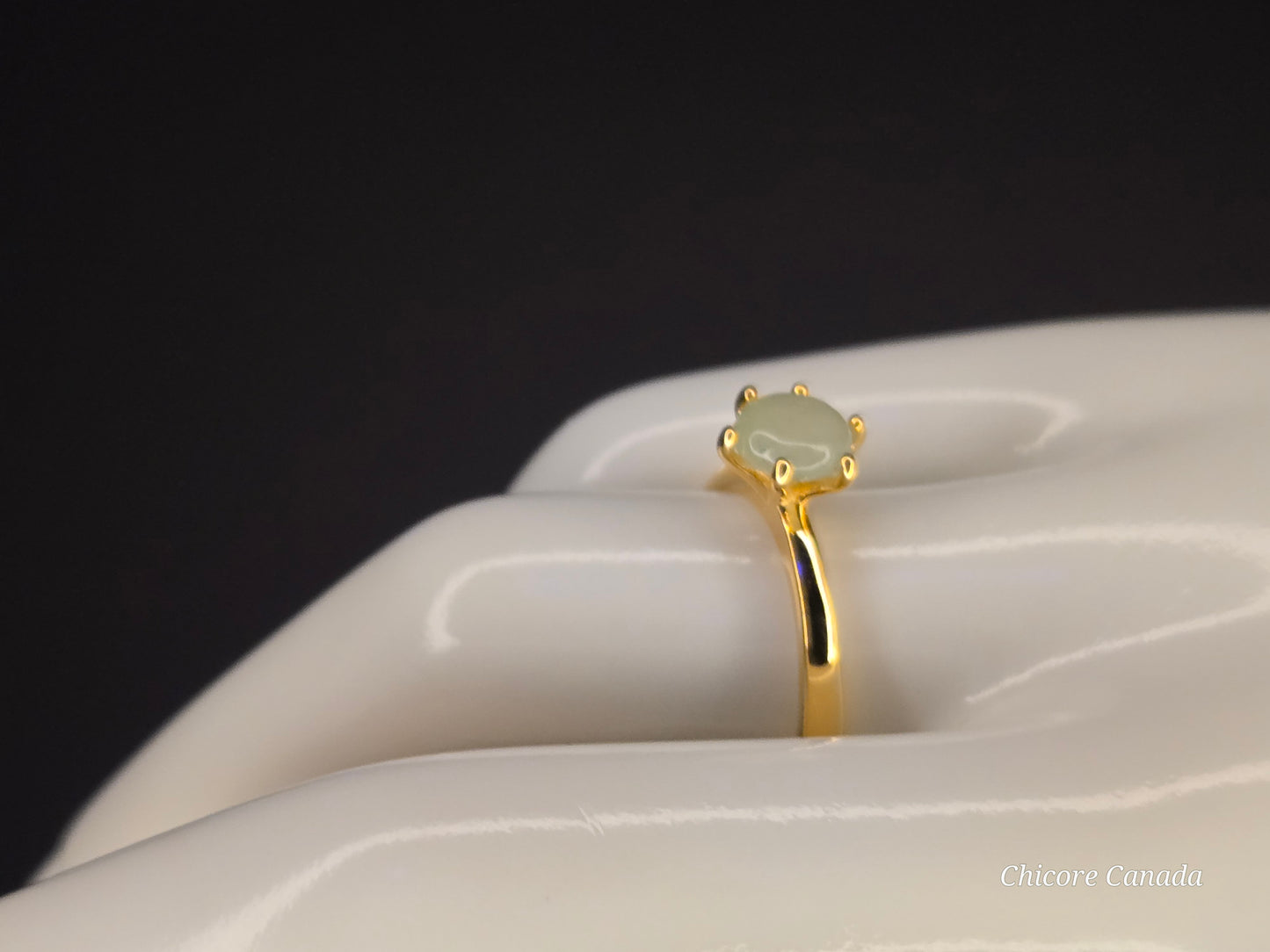 Dainty Adjustable 925 Sterling Silver Jade Ring – Elegance, Harmony & Good Fortune