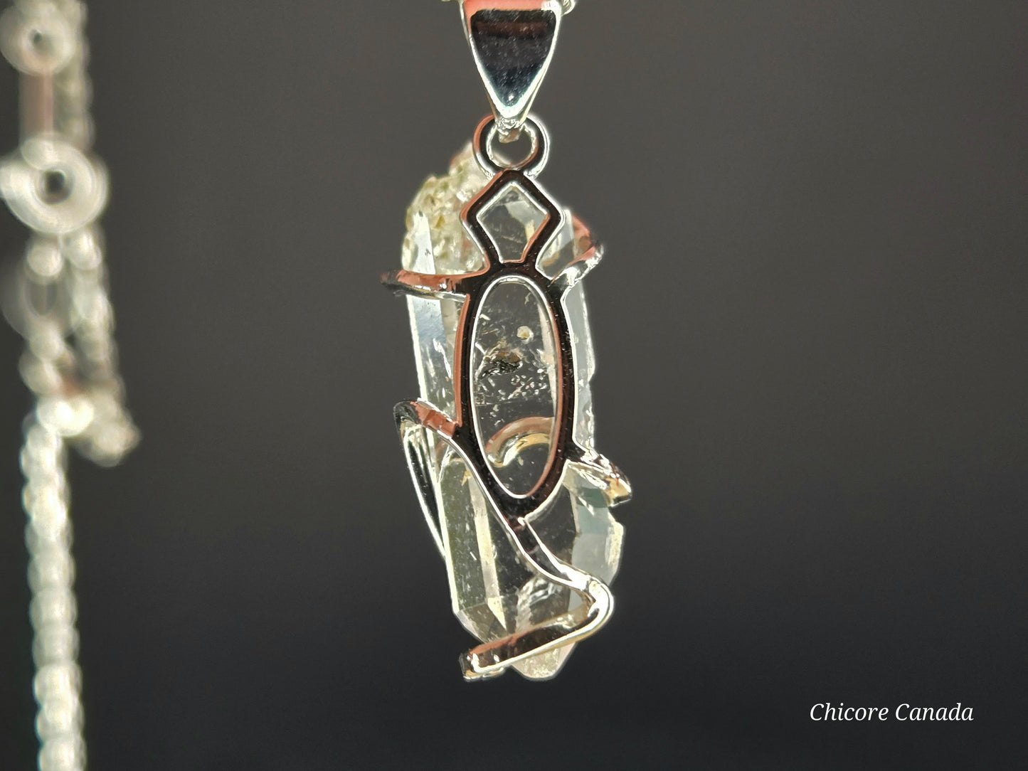 AAA Grade Raw Herkimer Diamond Pendant – Handmade Crystal Necklace with Adjustable 925 Sterling Silver