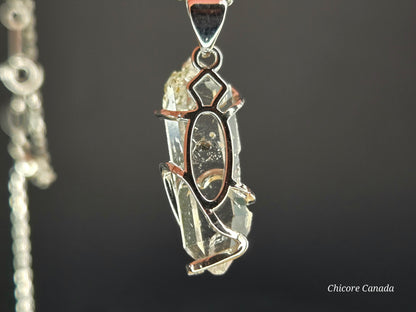AAA Grade Raw Herkimer Diamond Pendant – Handmade Crystal Necklace with Adjustable 925 Sterling Silver