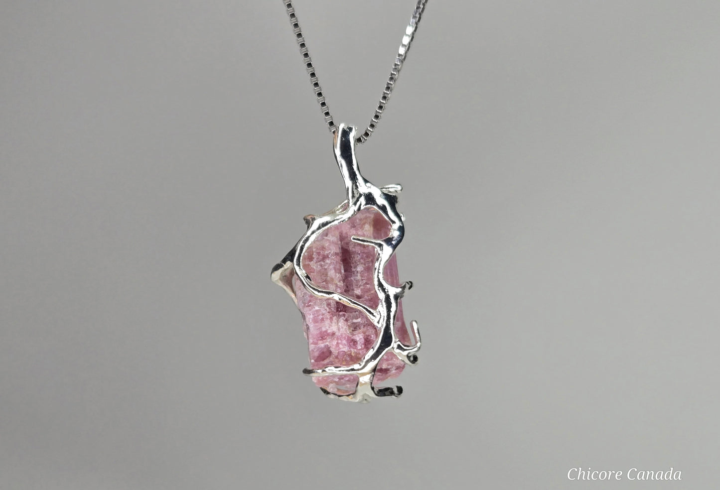Delicate Raw Pink Tourmaline Necklace – Adjustable Handmade Crystal Pendant
