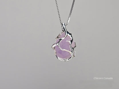Artfully Crafted Raw Amethyst Pendant Necklace with Adjustable Grace