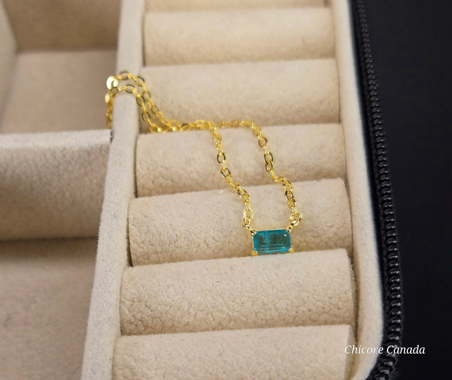 Dainty Paraiba Tourmaline Pendant with 925 Sterling Silver Adjustable Necklace