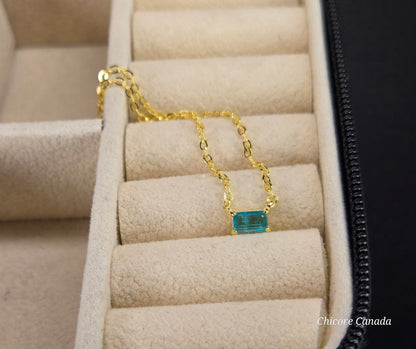 Dainty Paraiba Tourmaline Pendant with 925 Sterling Silver Adjustable Necklace