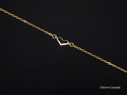 Sterling Silver Adjustable Bracelet With One Delicate Heart-Shaped Charm